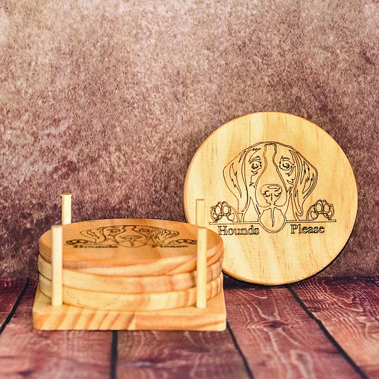 Wood Coaster Set with Saddle